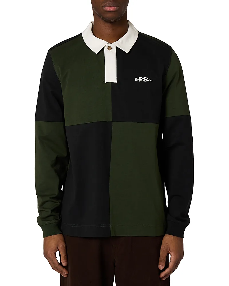 Check Block Cotton Rugby Polo Shirt by Paul Smith