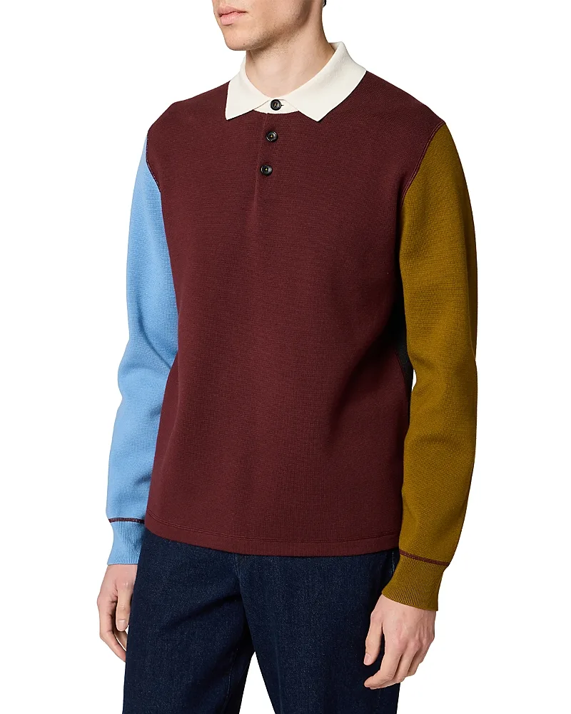Color Block Cotton Blend Polo Sweater by Paul Smith