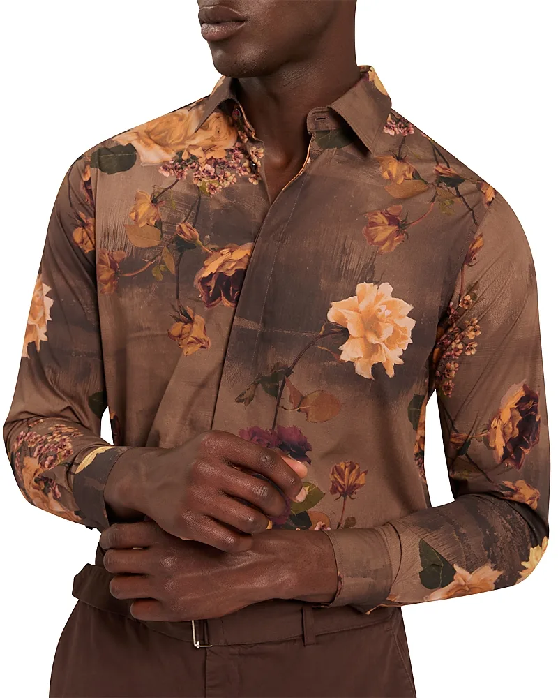 Hadwin Relaxed Painted Floral Print Shirt by Ted Baker