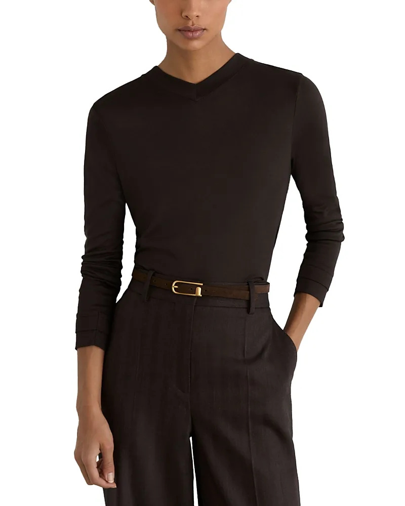 Brody High V Neck Top by Reiss