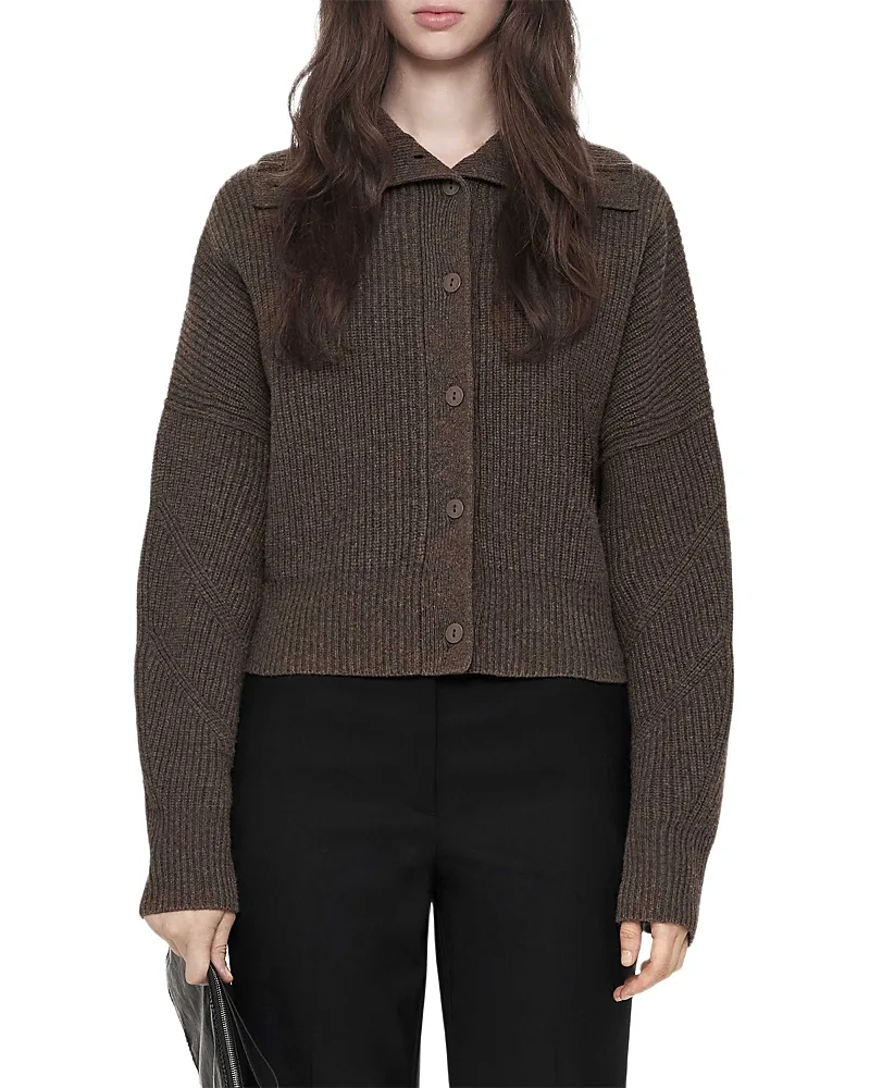 Caron Wool Funnel Neck Cardigan by AllSaints