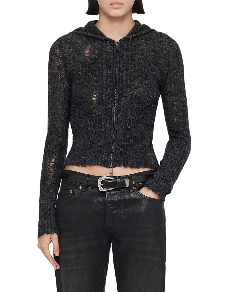 Mabel Cropped Zippered Hoodie by AllSaints