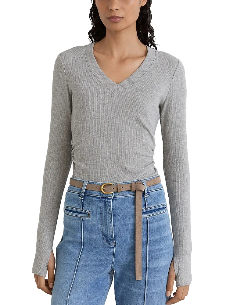 Sandrine Cotton Stretch Thumb Hole Top by Reiss