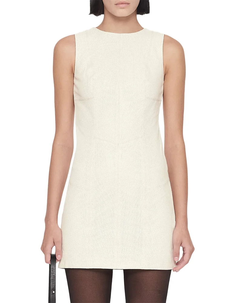 Vee Perforated Leather Sheath Dress by AllSaints