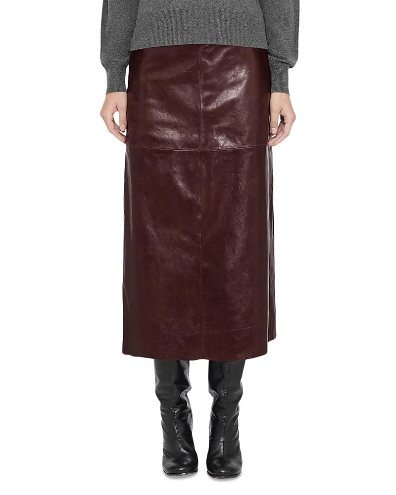 Olivia Leather Paneled Midi Skirt by AllSaints