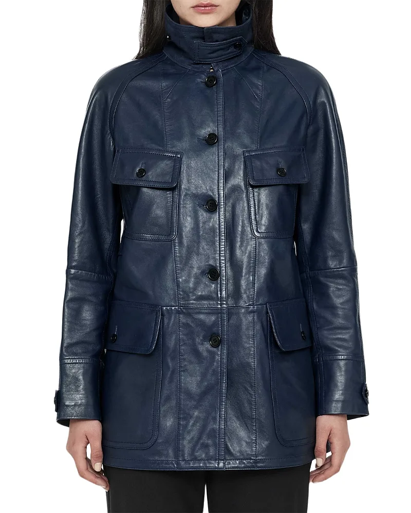 Roiya Leather Field Jacket by AllSaints