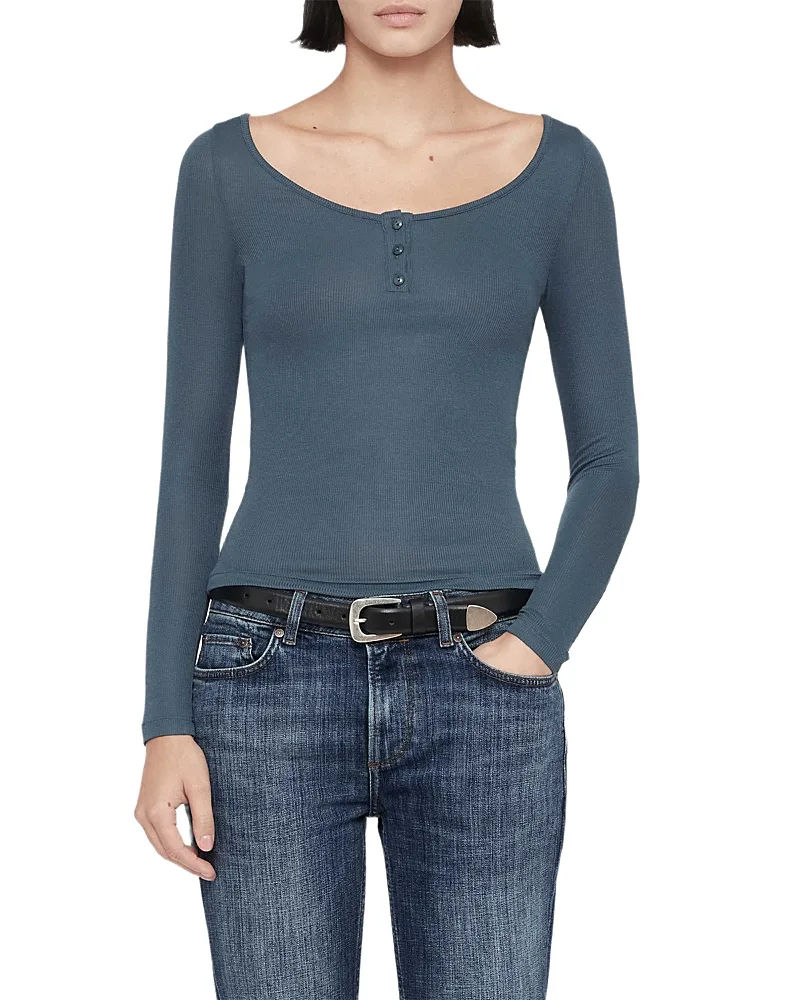Jules Long Sleeve Henley Top by AllSaints