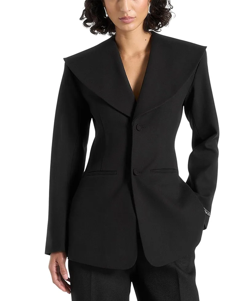Emy Tailored Cinch Waist Shawl Blazer