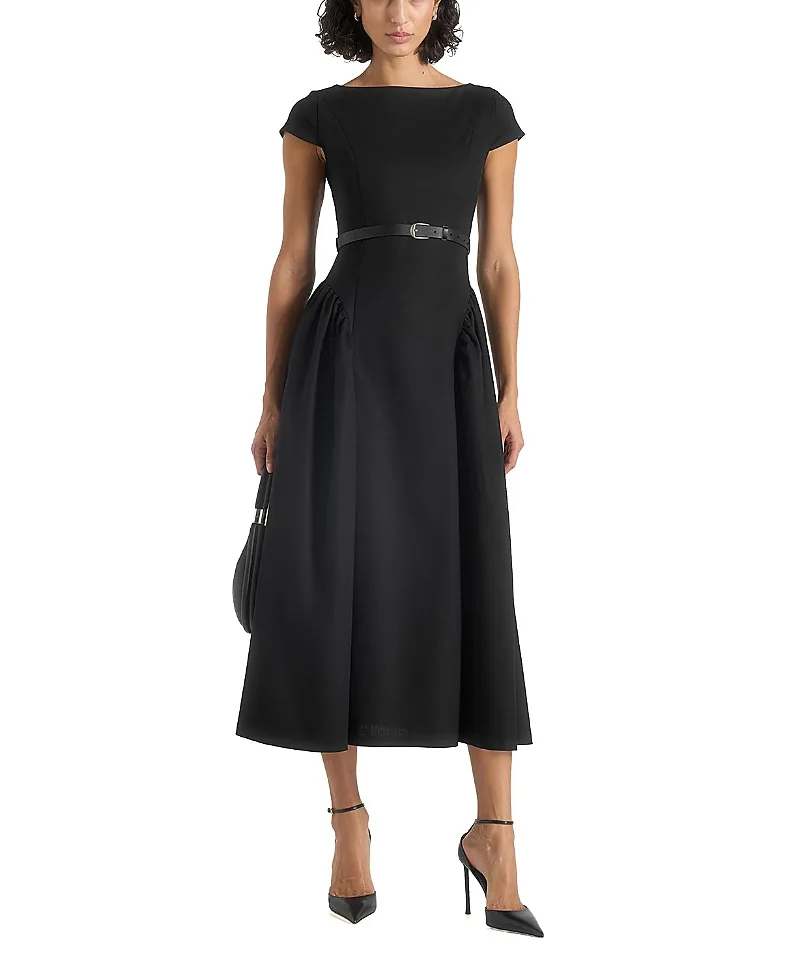 Gaia Boat Neck Flared Maxi Dress by Maniere De Voir