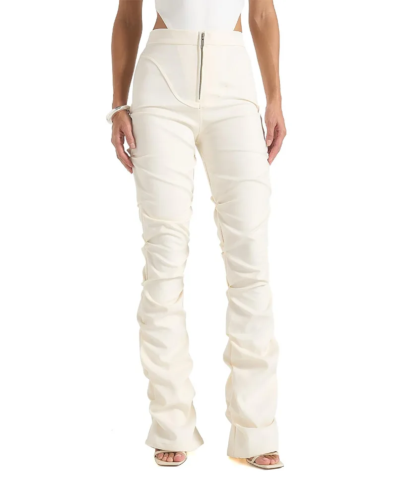 Caroline Tacked Twill Flare Trousers by Maniere De Voir