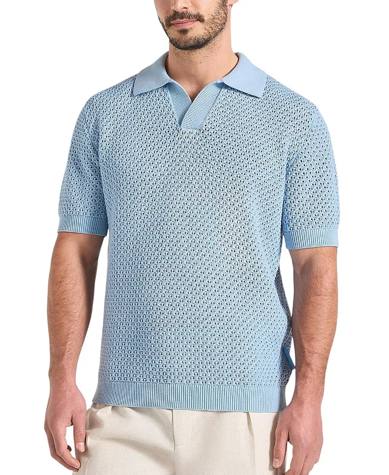 Conrad Textured Cotton Knit Polo Shirt by Maniere De Voir