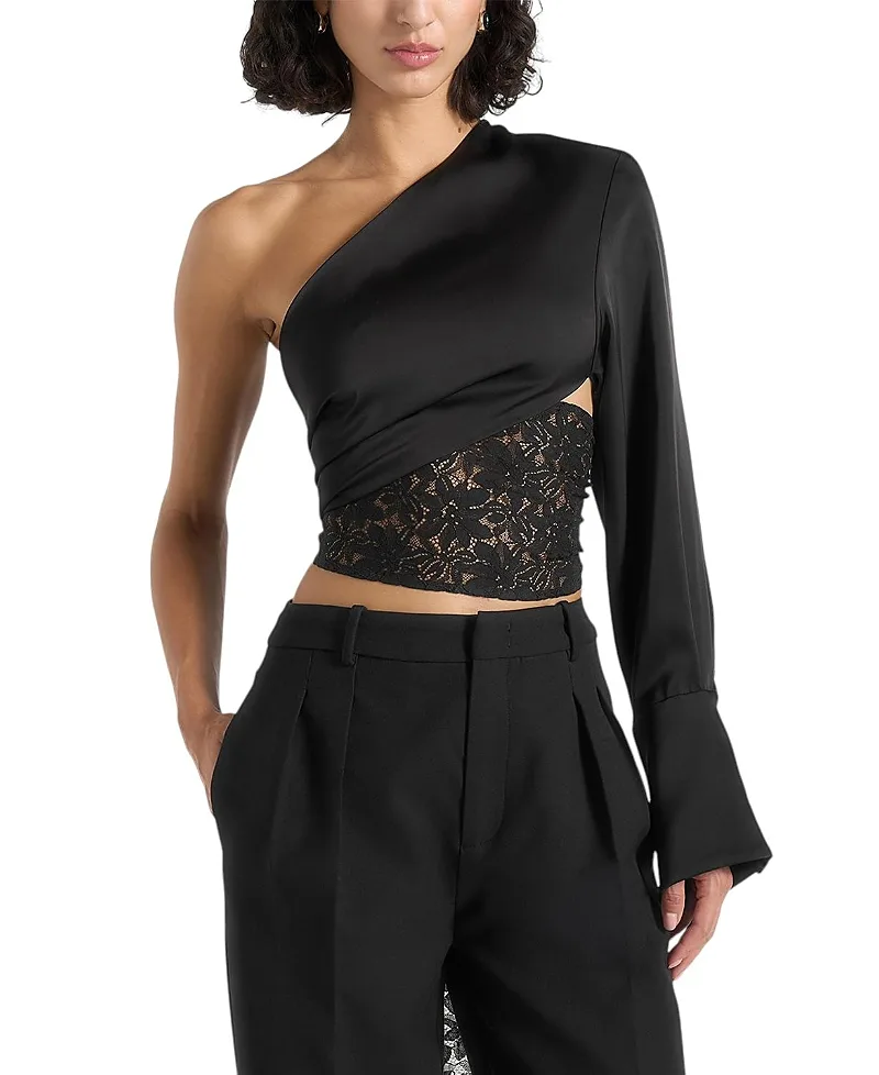 Coralie One Sleeve Lace Wrap Top