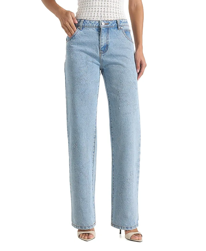 Calista Line Art Straight Leg Jeans by Maniere De Voir