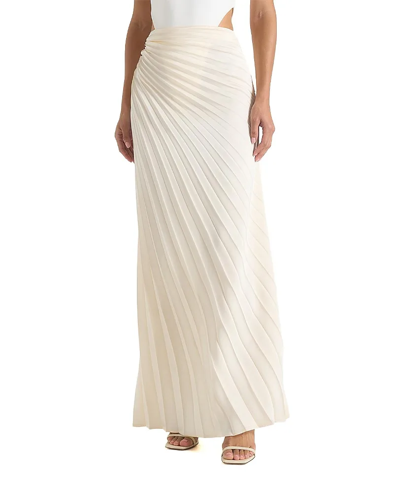Fiona Satin Fan Pleat Maxi Skirt