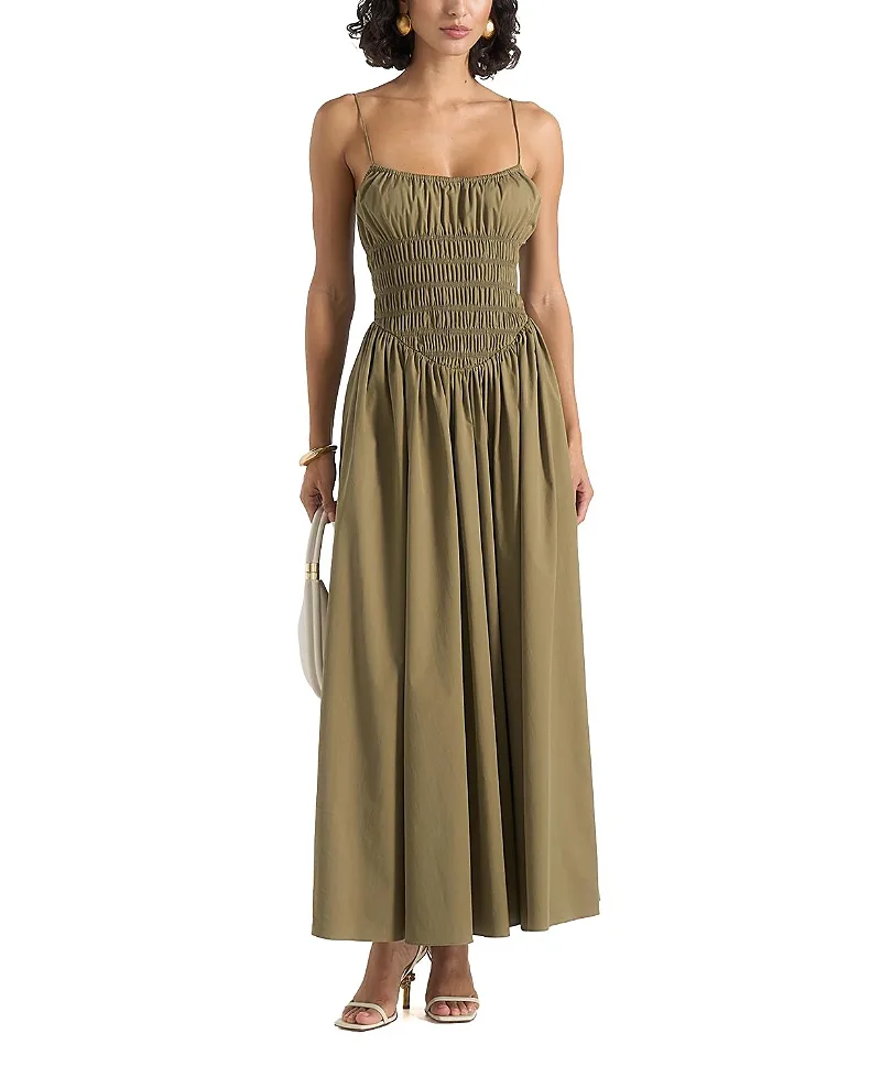 Elva Smocked Waist Cotton Maxi Dress by Maniere De Voir