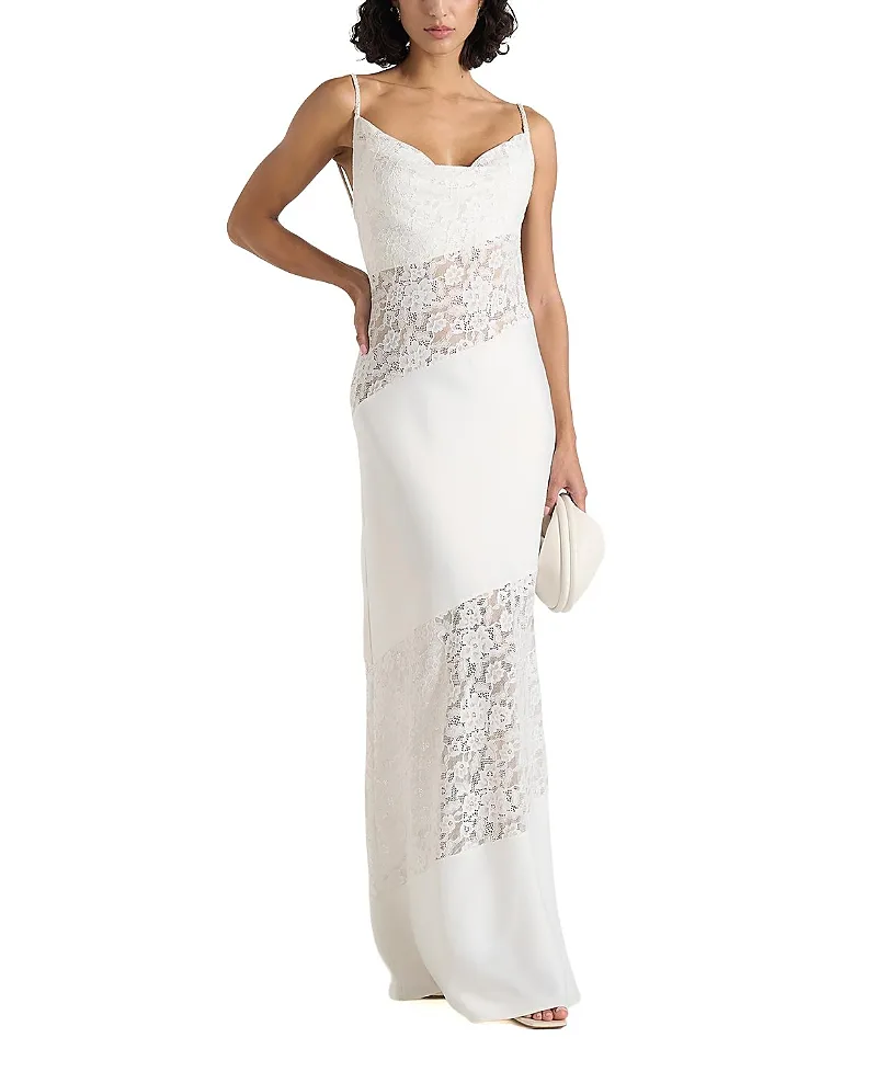 Naya Asymmetric Lace Maxi Dress by Maniere De Voir
