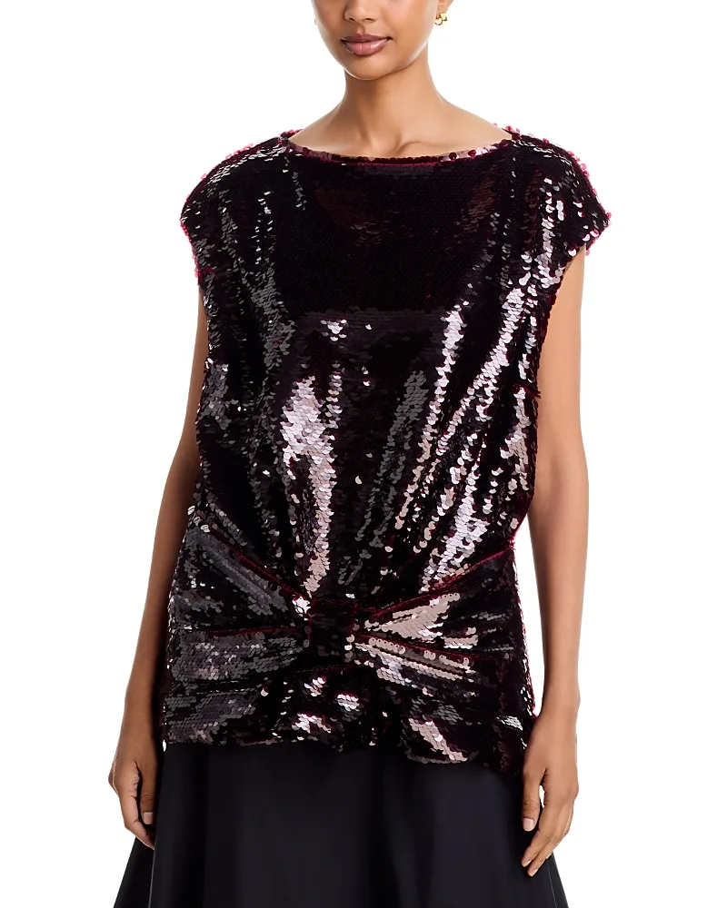 Sequin Gathered Bow Top by Simone Rocha