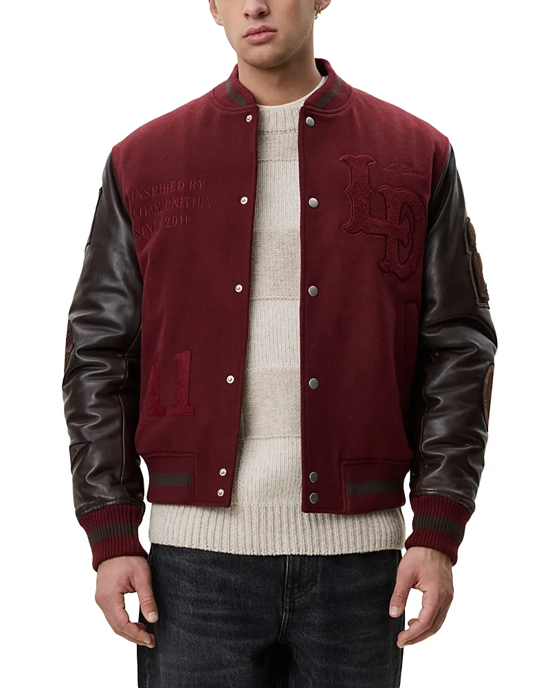 Wool Blend Snap Varsity Jacket by Les Deux