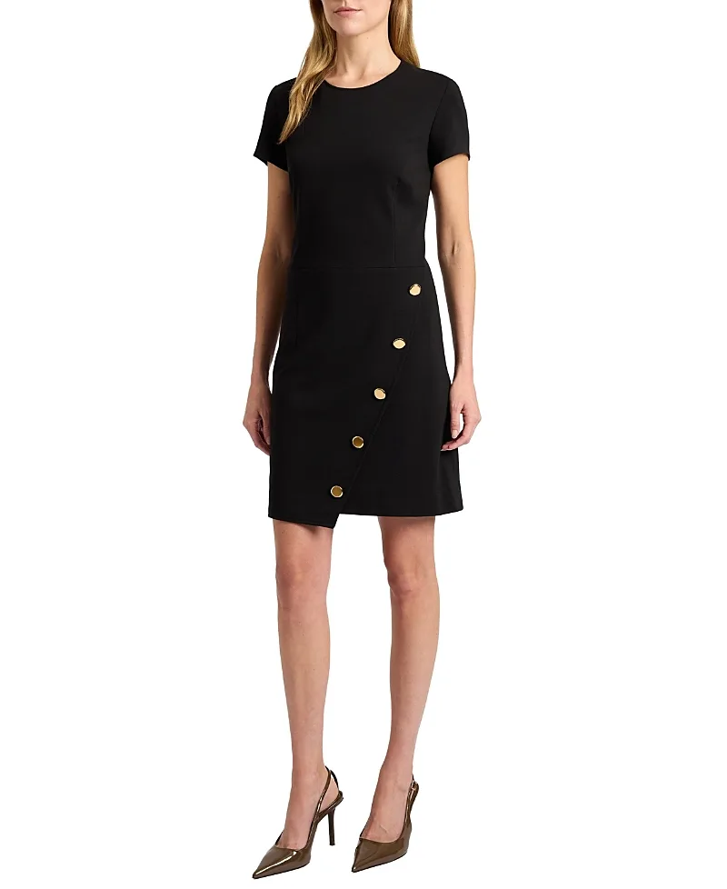 Loni Short Sleeve A-Line Dress in Soft Punto Milano by Santorelli