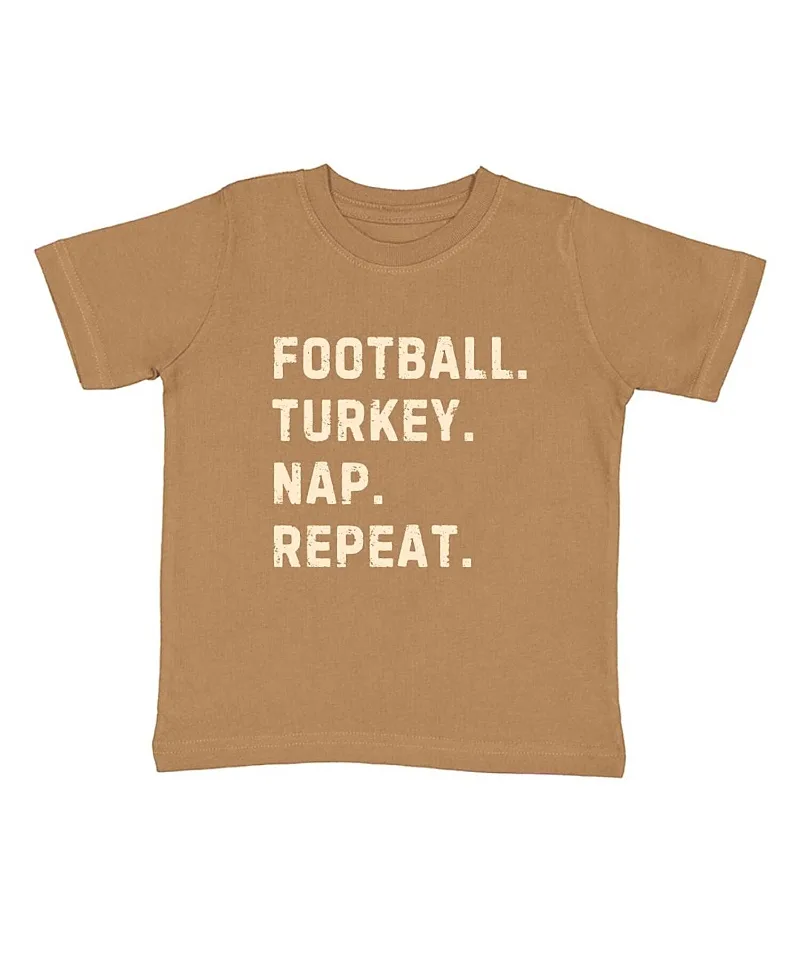 Football Turkey Nap Repeat Thanksgiving Short Sleeve T-Shirt by Sweet Wink