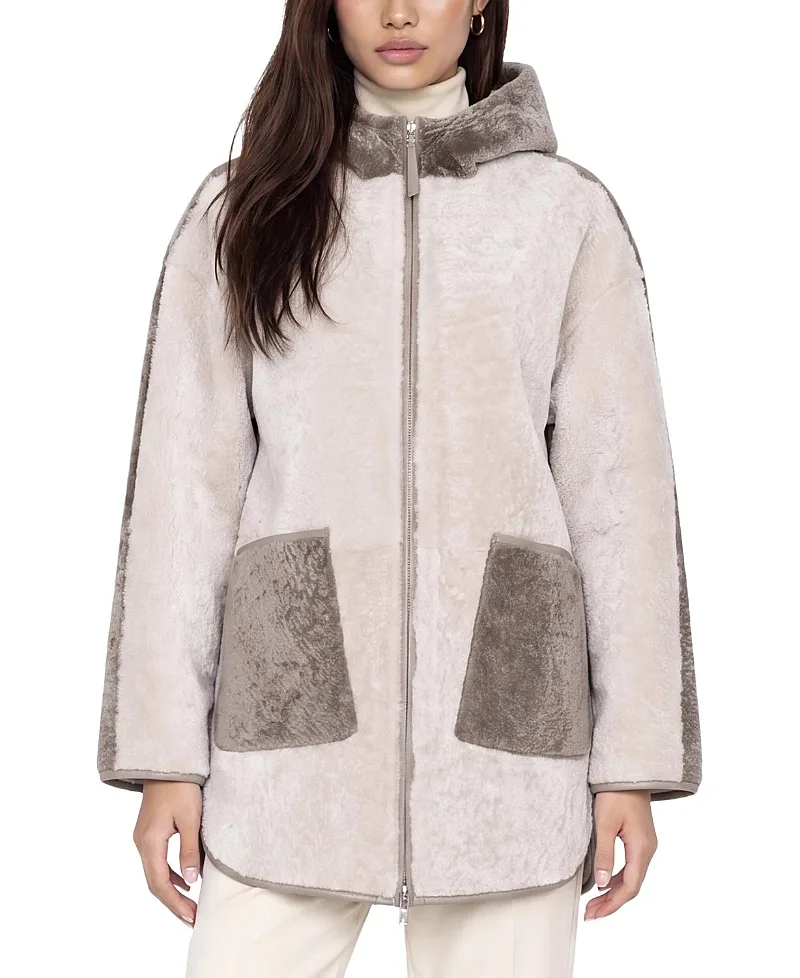 Textured Shearling Lamb Parka by Gorski