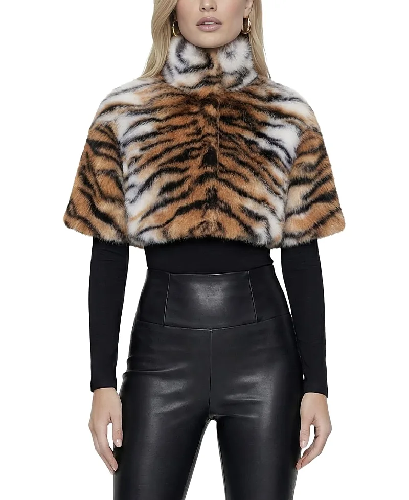 Lyla Grant Faux Fur Fox Printed Bolero with Short Sleeves by Lyla Grant
