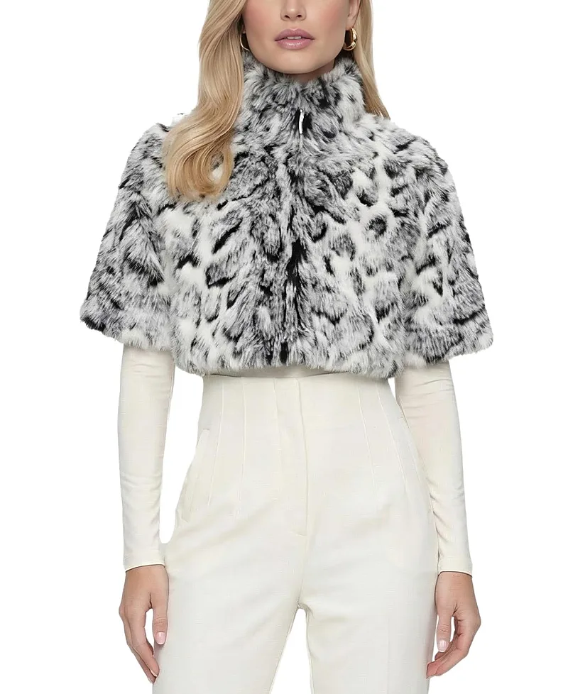 Lyla Grant Faux Fur Fox Printed Bolero with Cropped Sleeves by Lyla Grant