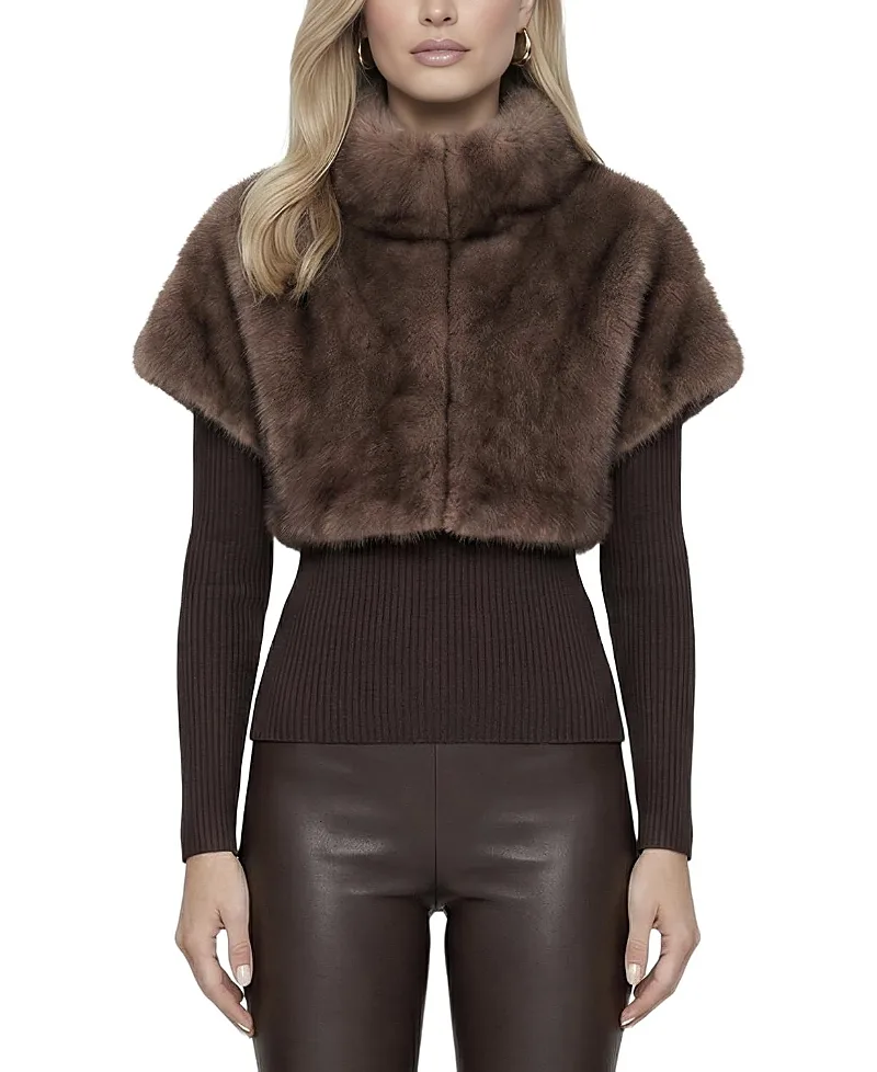 Lyla Grant Faux Fur Sable Bolero with Short Sleeves by Lyla Grant