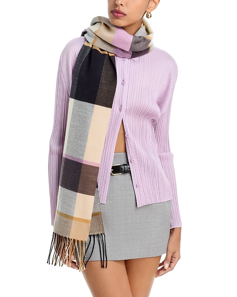 Cubists Plaid Fringe Scarf by Echo