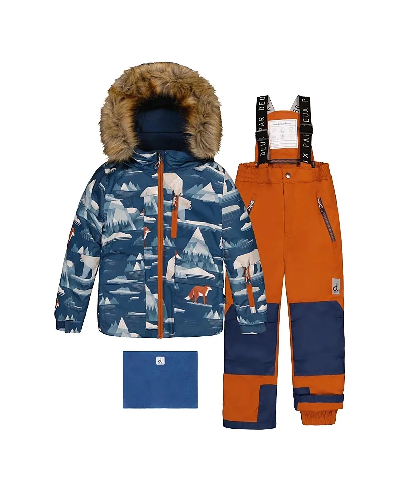 Play Faux Fur Hood Bear Jacket & Pants Two Piece Snowsuit by Deux Par Deux