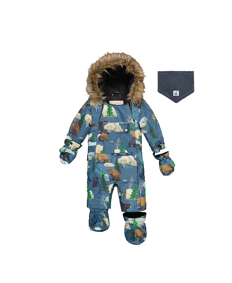 Play Bear Faux Fur Hood Car Seat One Piece Snowsuit by Deux Par Deux