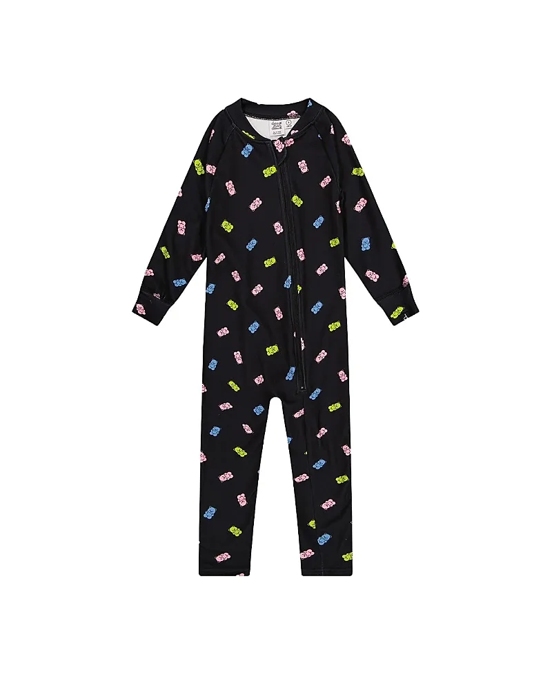 One Piece Gummy Bear Fleece Asymmetric Zip Thermal Underwear by Deux Par Deux