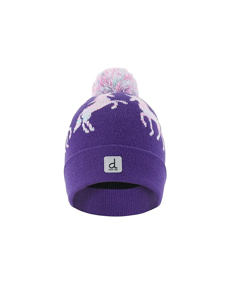 Winter Unicorn Rolled Cuff Pompom Knit Hat by Deux Par Deux