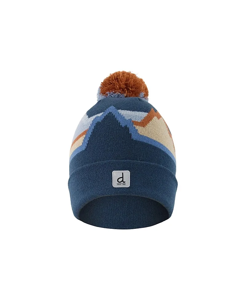 Winter Mountain Jacquard Rolled Cuff Knit Hat with Pompom by Deux Par Deux