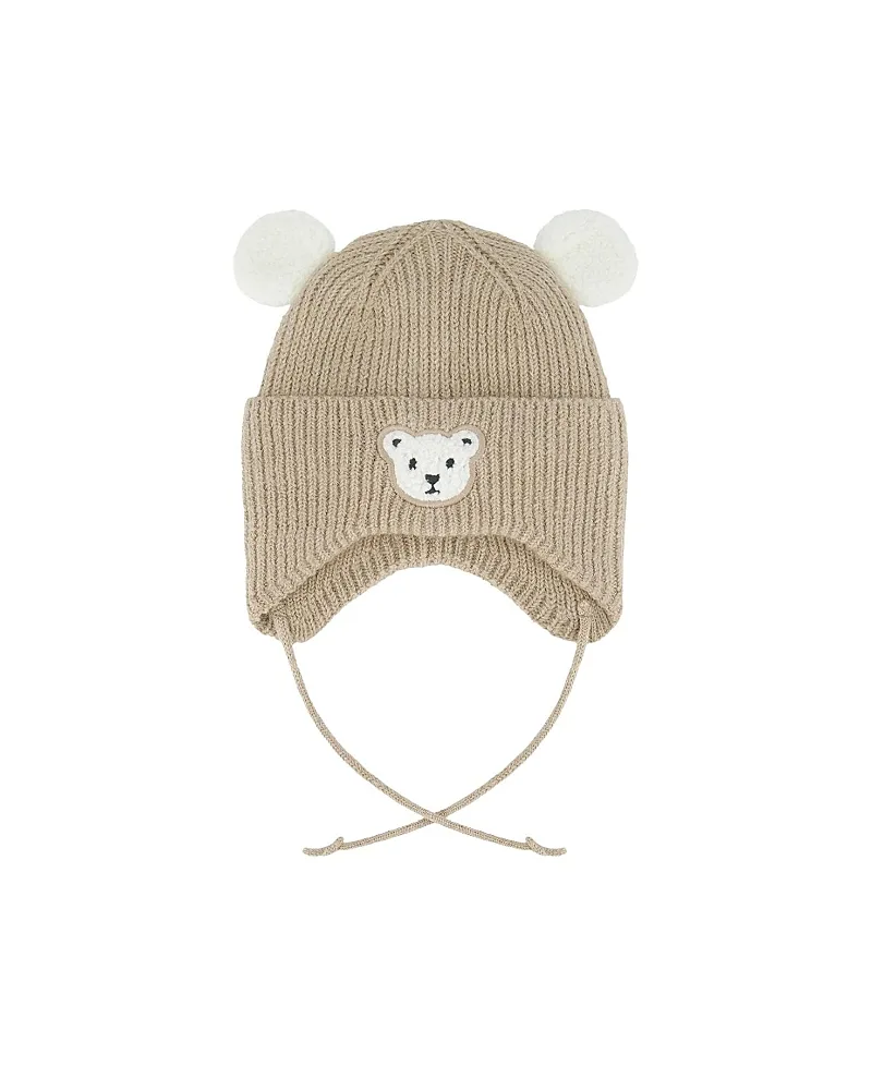 Teddy Bear Ear Flap Fleece Lined Winter Knit Hat by Deux Par Deux