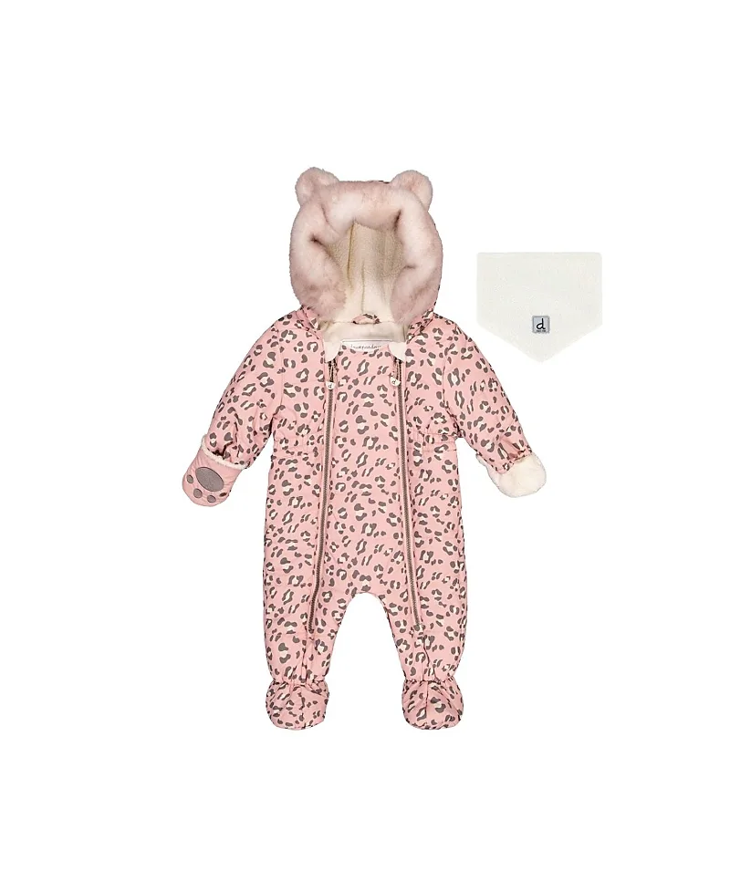 Car Seat Leopard Paw Fleece Neckwarmer One Piece Snowsuit by Deux Par Deux