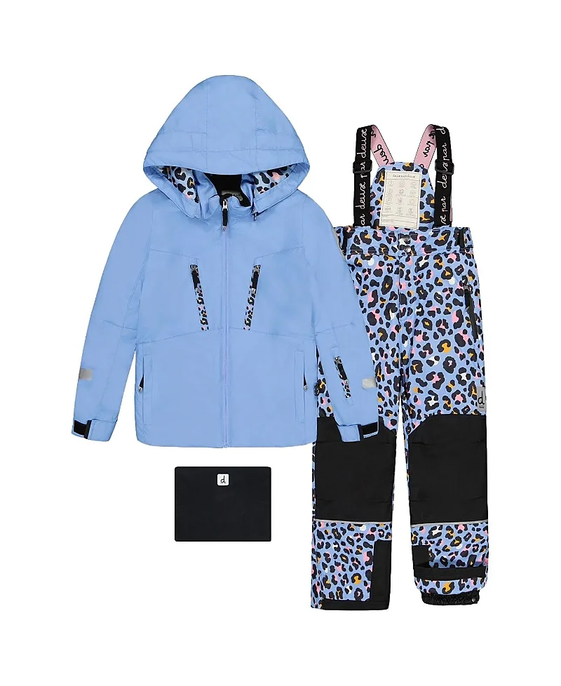 Teknik Expandable Sleeve Reinforced Jacket & Leopard Pants Two Piece Snowsuit by Deux Par Deux