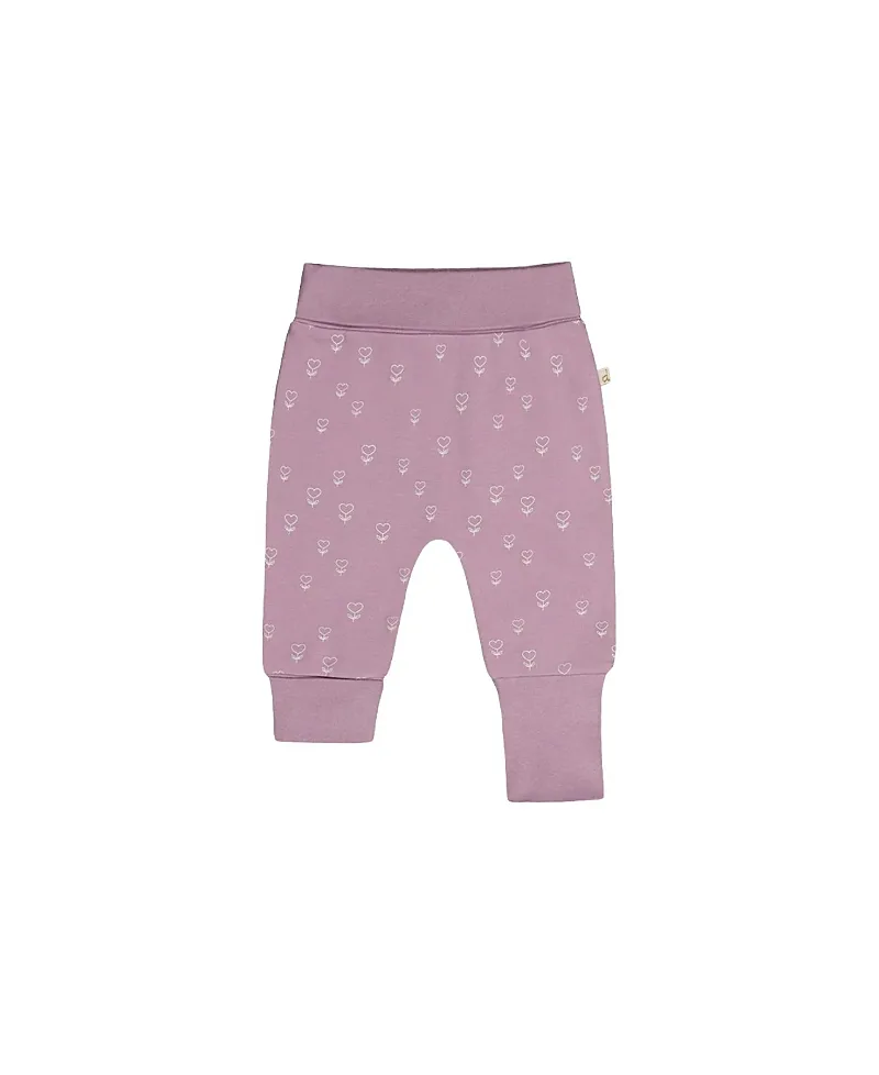 Organic Cotton Foldover Waist Floral Evolutive Pants by Deux Par Deux