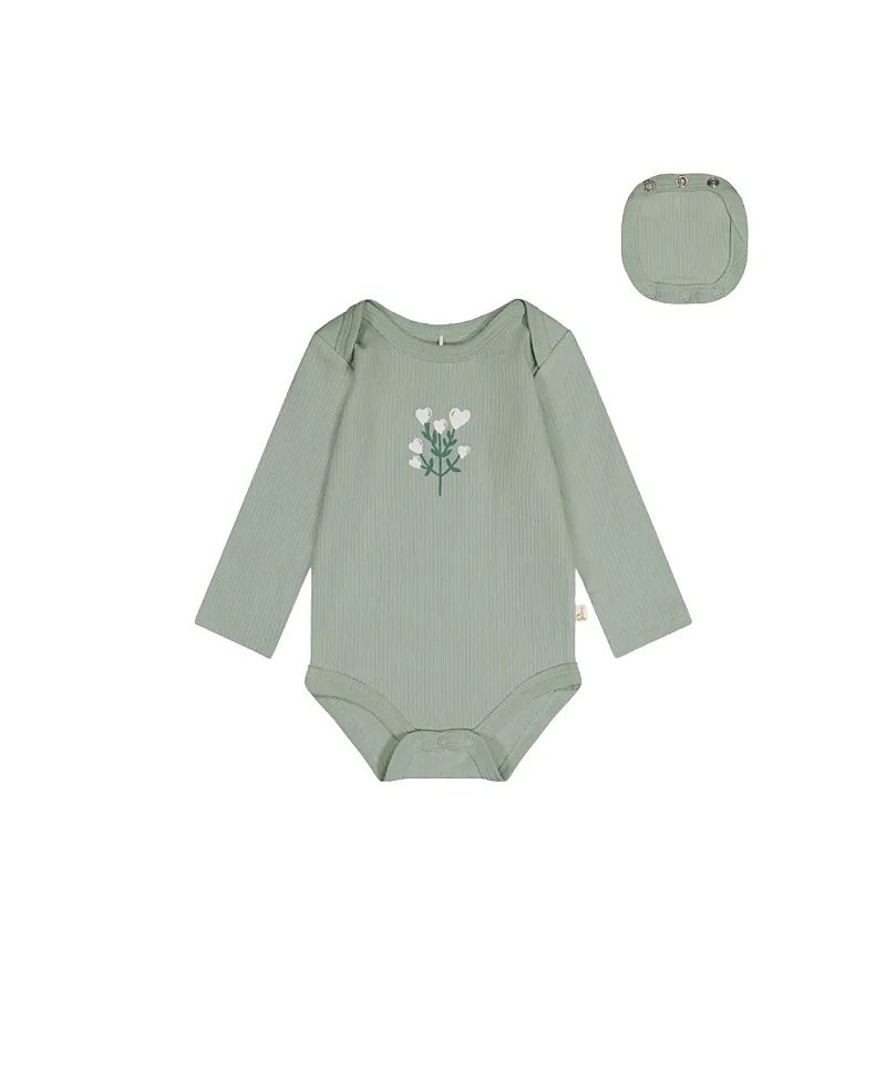 Organic Cotton Long Sleeve Flower Detail Romper by Deux Par Deux