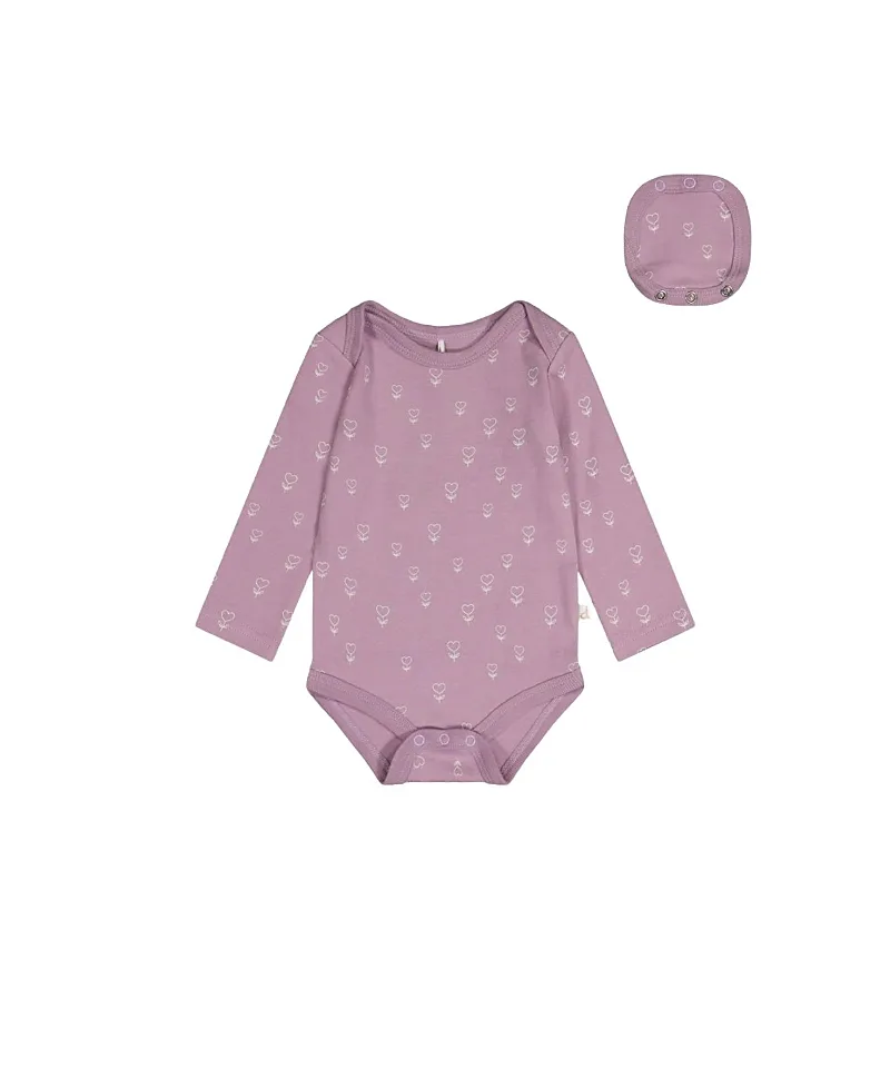 Organic Cotton Long Sleeve Heart Floral Romper by Deux Par Deux