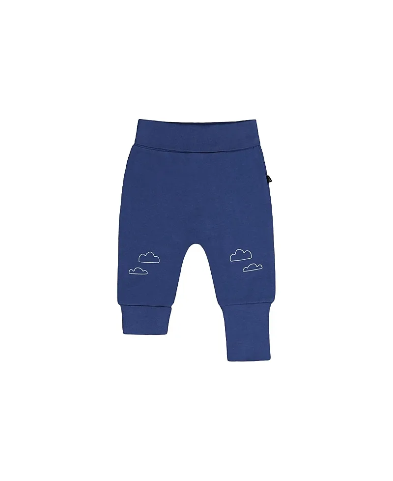 Organic Cotton Cloud Detail Foldover Waist Evolutive Pants by Deux Par Deux
