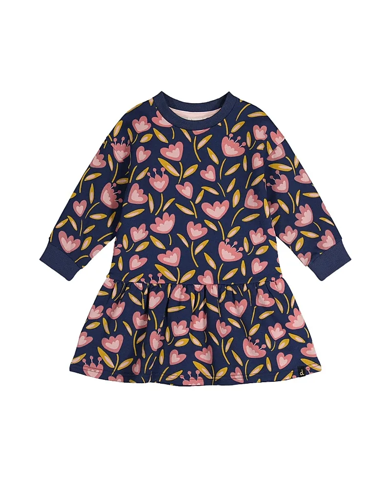 French Terry Raglan Sleeve Gathered Skirt Dress by Deux Par Deux
