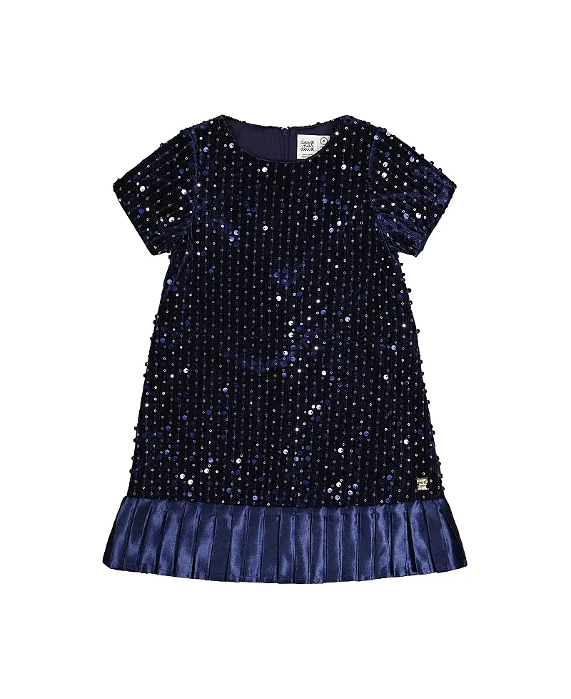 Sparkle Velour Short Sleeve A-Line Dress by Deux Par Deux