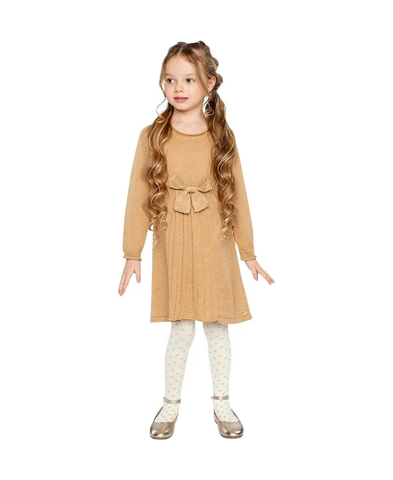 Bow Front Pleat A-Line Knitted Dress by Deux Par Deux