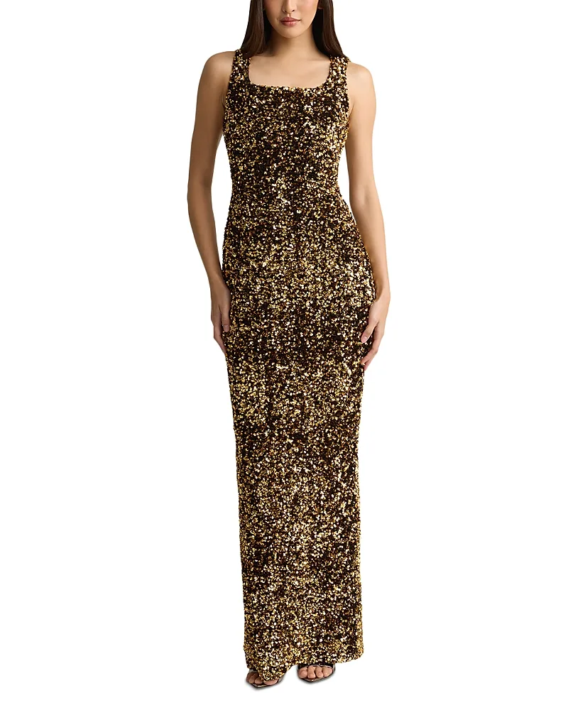 Sequinned Sleeveless Evening Gown by St. John