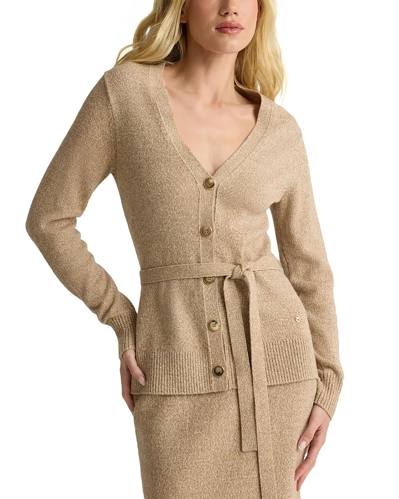 Wool Belted Long Sleeve Cardigan by St. John