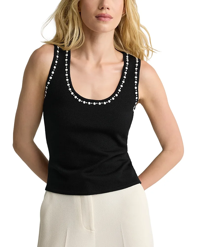 Wool Embellished Neck Tank Top by St. John