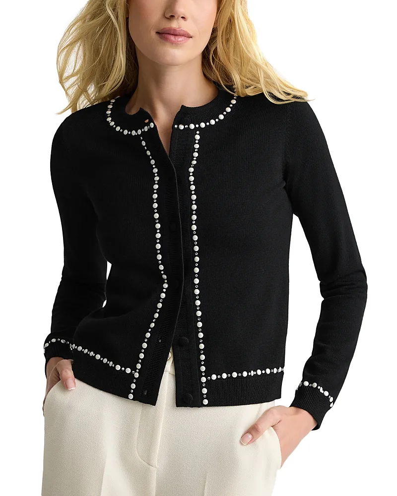 Wool Embellished Edge Cardigan by St. John