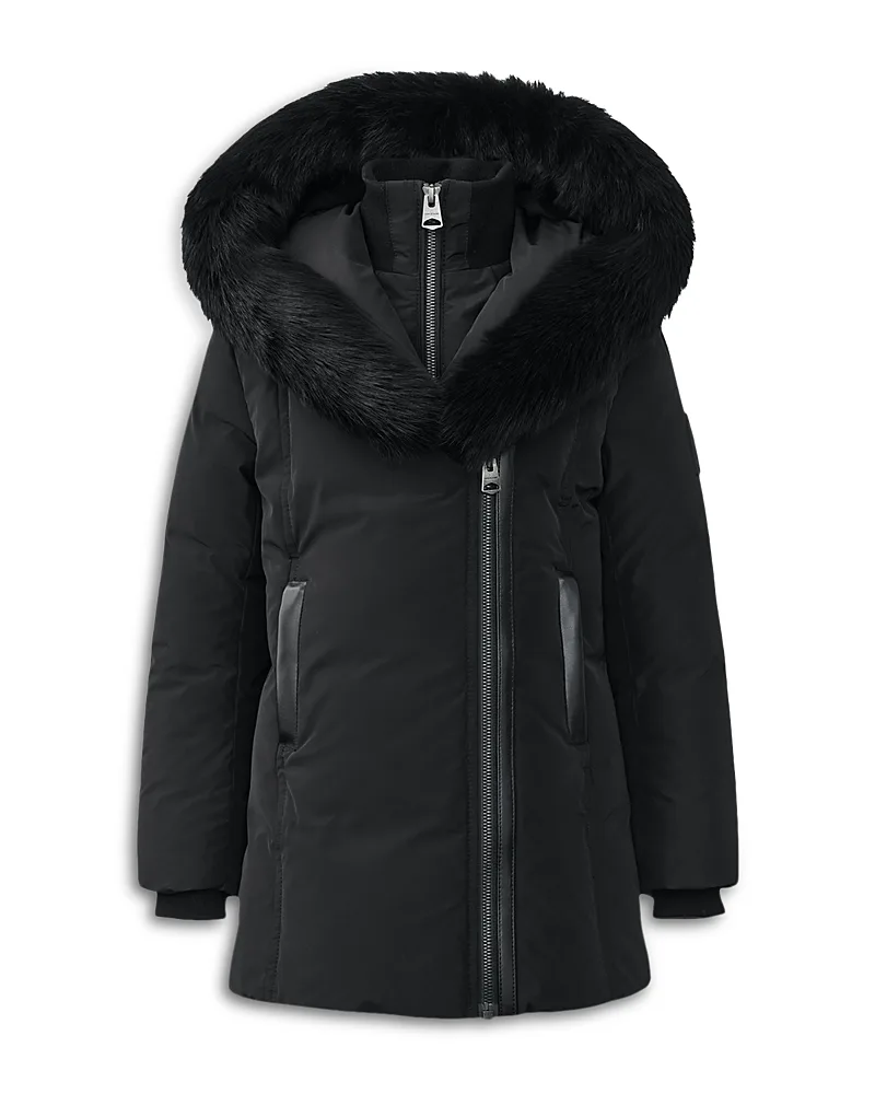 Hooded Shearling Trim Down Coat by Mackage