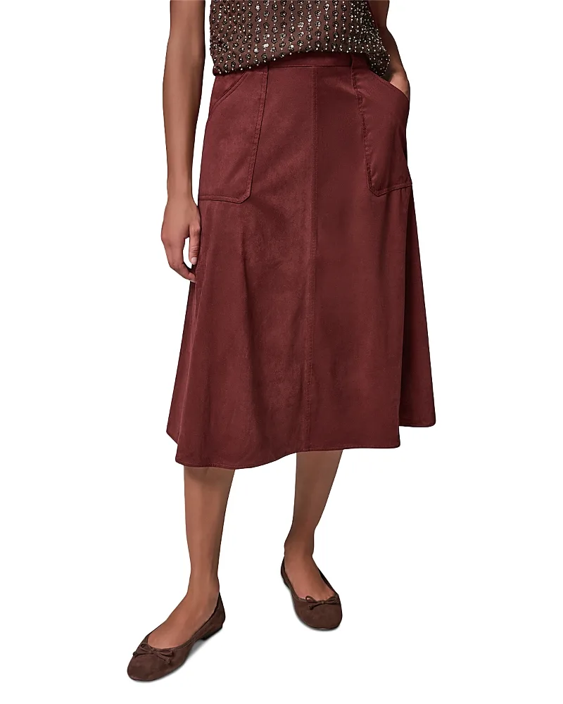 Faux Suede Pull on Midi Skirt by Donna Karan Weekend